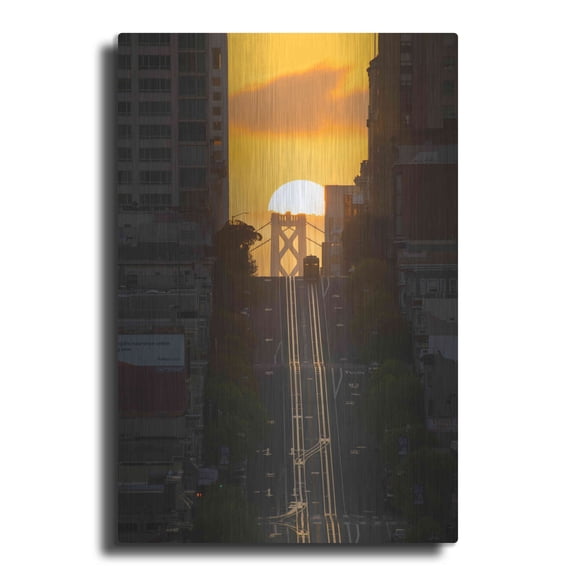 Luxe Metal Art 'Lombard Street Cable Car' by Bruce Getty, Metal Wall Art, 12"x16"