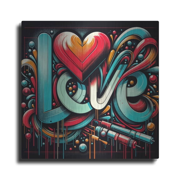 Luxe Metal Art 'Love' by Rey Klimt Metal Wall Art, 36" x 36"