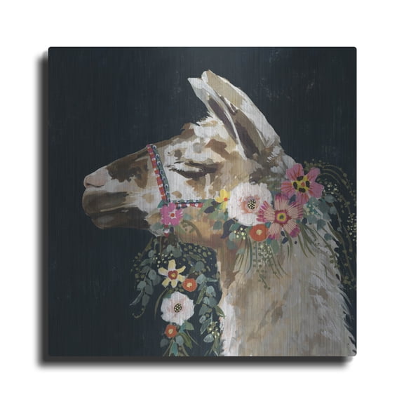 Luxe Metal Art 'Lovely Llama II' by Victoria Borges, Metal Wall Art, 24" x 24"