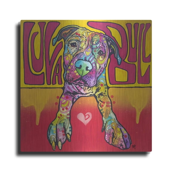 Luxe Metal Art 'Luva Bull' by Dean Russo, Metal Wall Art, 12"x12"