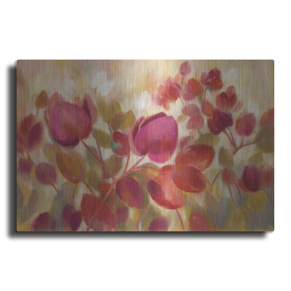 Luxe Metal Art 'Magenta Tropical' by Silvia Vassileva, Metal Wall Art, 24" x 16"