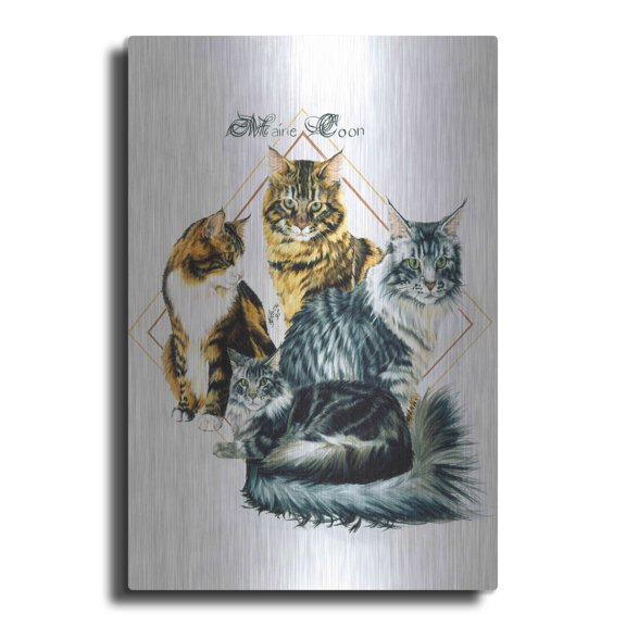 Luxe Metal Art 'Maine Coon' by Barbara Keith, Metal Wall Art, 16"x24"