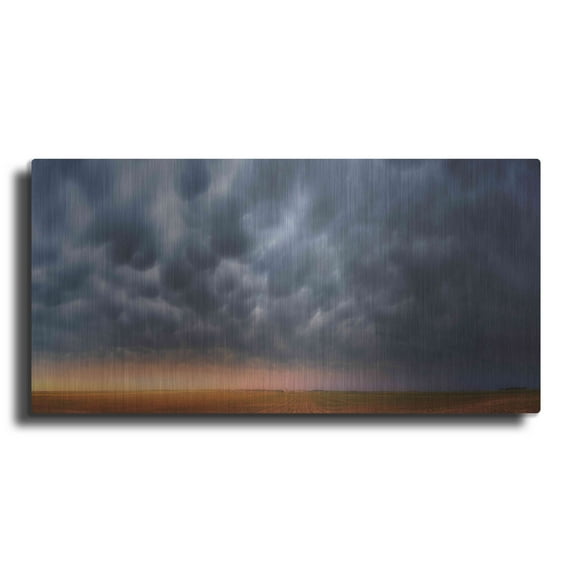 Luxe Metal Art 'Mammatus Over Madrid' by Darren White, Metal Wall Art, 24"x12"