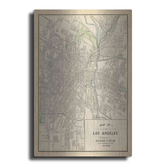 Luxe Metal Art 'Map of Los Angeles' by Wild Apple Portfolio, Metal Wall Art, 16"x24"