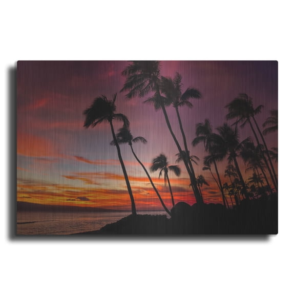 Luxe Metal Art 'Maui Sunset' by Jonathan Ross, Metal Wall Art, 16"x12"