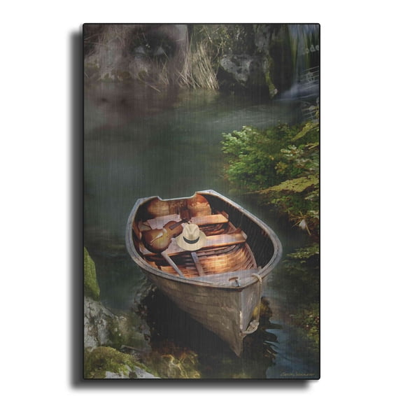 Luxe Metal Art 'Memories of the Old Lake V2' by Carlos Casamayor, Metal Wall Art, 16"x24"