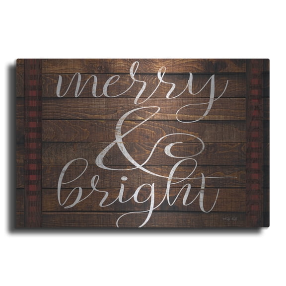 Luxe Metal Art 'Merry & Bright on Wood Panels' by Cindy Jacobs, Metal Wall Art, 16" x 12"