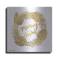 thumbnail image 1 of Luxe Metal Art 'Merry Christmas Gold Wreath' by Cindy Jacobs, Metal Wall Art, 24"x24", 1 of 8