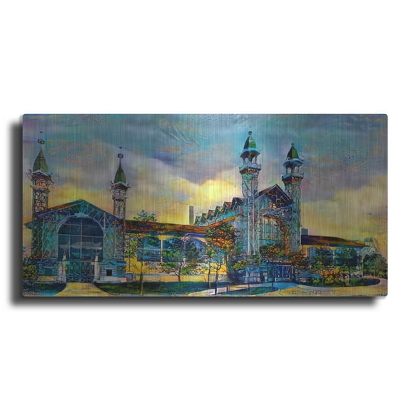 Luxe Metal Art 'Mexico City Antique Chopo Museum' by Pedro Gavidia, Metal Wall Art, 24"x12"