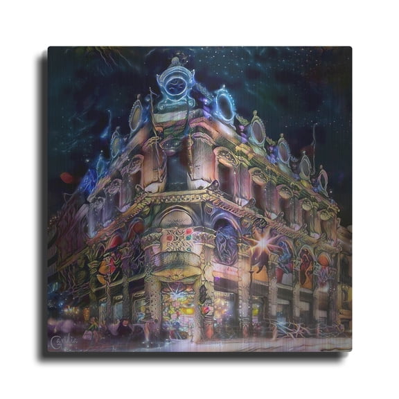 Luxe Metal Art 'Mexico City Estanquillo Museum' by Pedro Gavidia, Metal Wall Art, 24"x24"