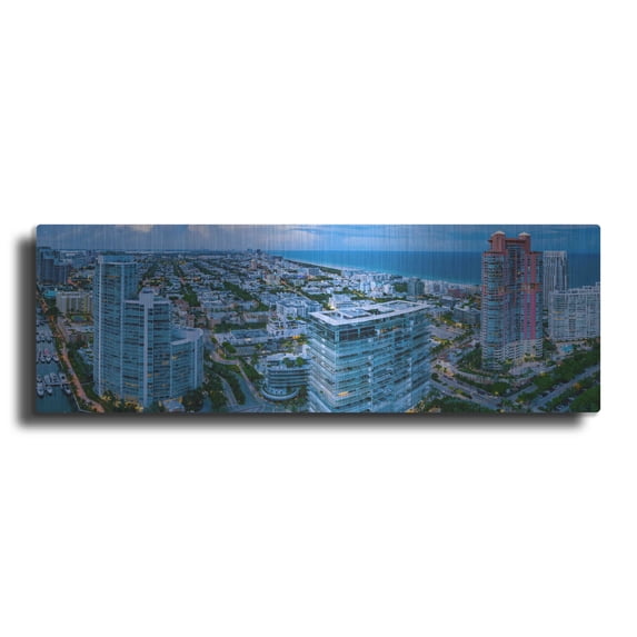 Luxe Metal Art 'Miami Citiscape' by Luxe Portfolio, Metal Wall Art, 48"x16"