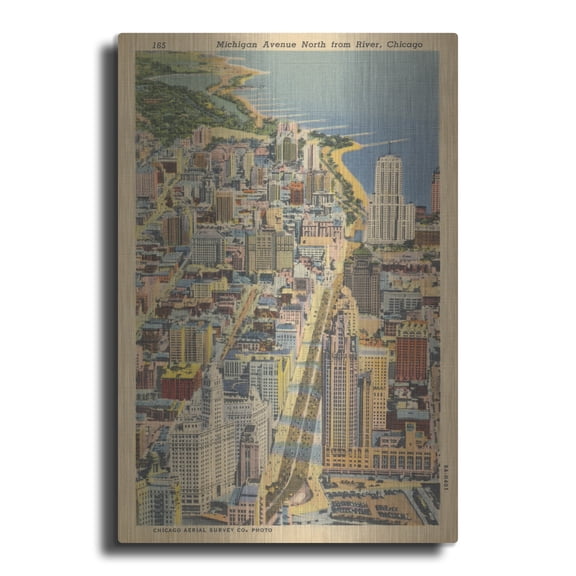 Luxe Metal Art 'Michigan Avenue North From River Chicago' by Wild Apple Portfolio Metal Wall Art, 12" x 16"