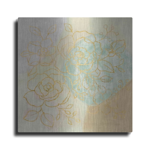 Luxe Metal Art 'Mid Mod Sophisticated Floral II' by Silvia Vassileva, Metal Wall Art, 12" x 12"