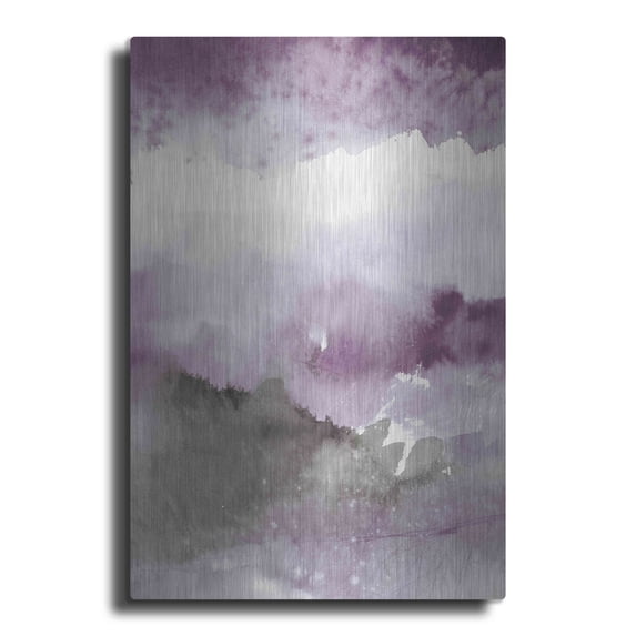 Luxe Metal Art 'Midnight At The Lake III Amethyst Gray Crop' by Mike Schick, Metal Wall Art, 16"x24"