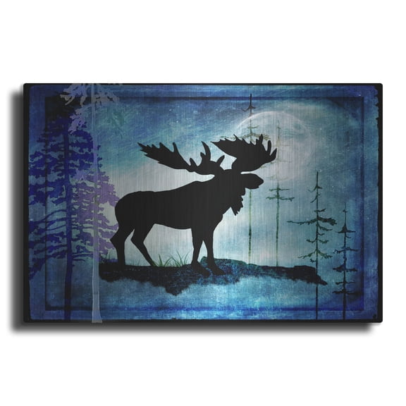 Luxe Metal Art 'Midnight Moose' by Lightbox Journal, Metal Wall Art, 36"x24"
