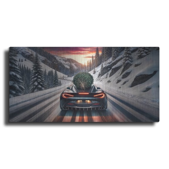 Luxe Metal Art 'Modern Day Christmas Express' by Rey Klimt Metal Wall Art, 24" x 12"
