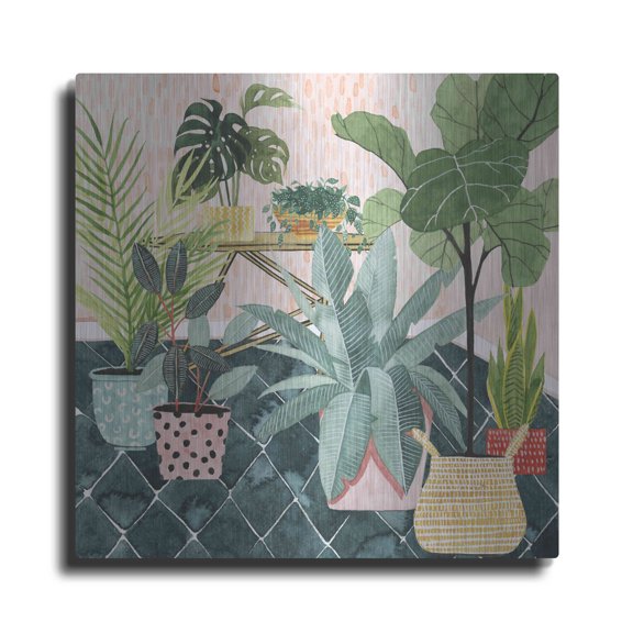 Luxe Metal Art 'Modern Jungle I' by Grace Popp, Metal Wall Art, 36"x36"