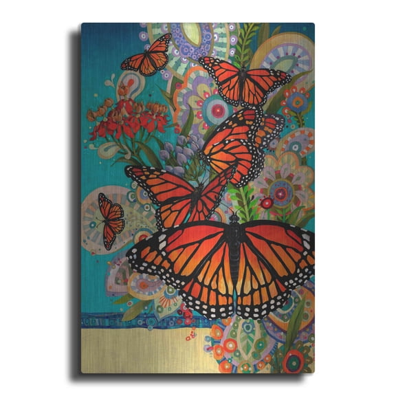 Luxe Metal Art 'Monarch Madness' by David Galchutt, Metal Wall Art, 16"x24"
