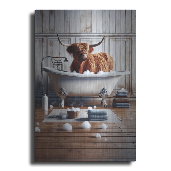 Luxe Metal Art 'Moo Bubble Time' by Rich Monet Metal Wall Art, 12" x 16"