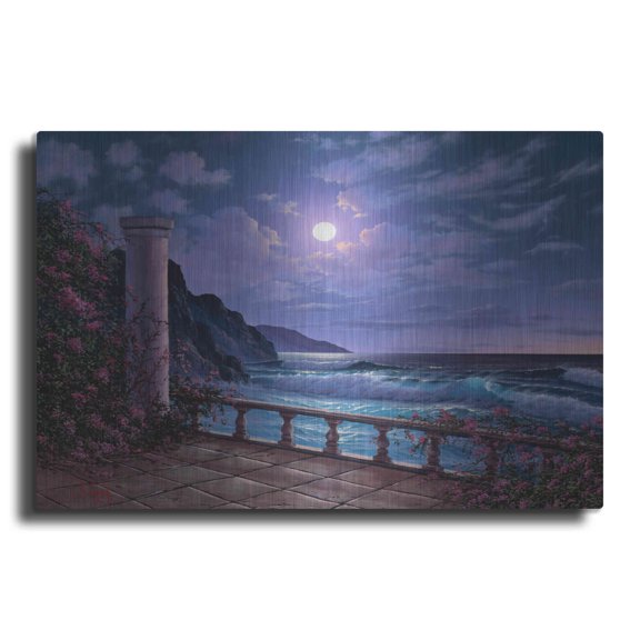 Luxe Metal Art 'Moonlight Sea' by Anthony Casay, Metal Wall Art, 36"x24"