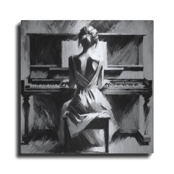 Luxe Metal Art 'Moonlight Sonata' by Rich Monet Metal Wall Art, 12" x 12"