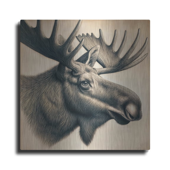 Luxe Metal Art 'Moose Head' by Rey Klimt Metal Wall Art, 12" x 12"