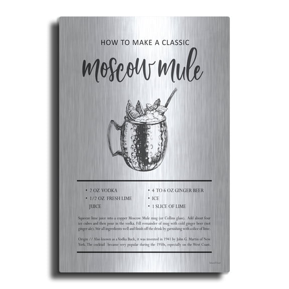 Luxe Metal Art 'Moscow Mule' by Lettered & Lined Metal Wall Art, 16" x 24"