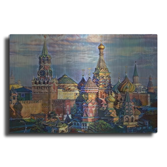 Luxe Metal Art 'Moscow Russia Domes And Peaks' by Pedro Gavidia, Metal Wall Art, 36"x24"