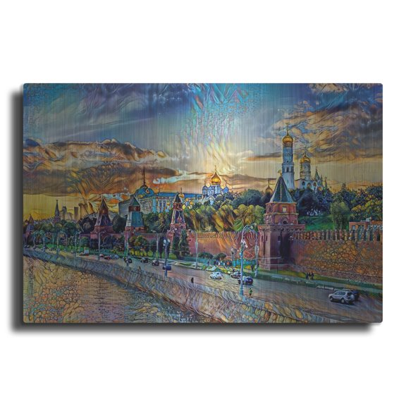 Luxe Metal Art 'Moscow Russia Kremlin Wall' by Pedro Gavidia, Metal Wall Art, 16"x12"