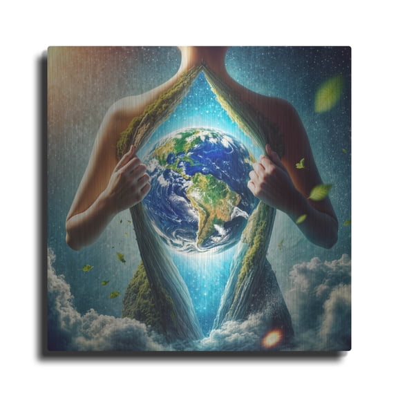 Luxe Metal Art 'Mother Earth' by Rey Klimt Metal Wall Art, 12" x 12"