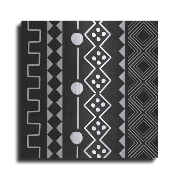 Luxe Metal Art 'Mud Cloth V' by Linda Woods, Metal Wall Art, 36"x36"