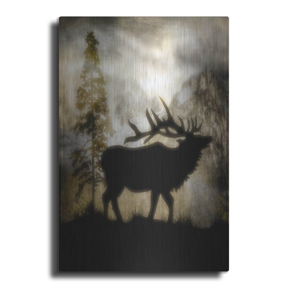 Luxe Metal Art 'Mystic Elk' by Lightbox Journal, Metal Wall Art, 16"x24"