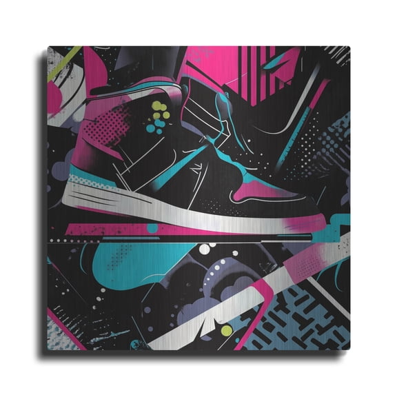 Luxe Metal Art 'Neon Night Gear' by Rich Monet Metal Wall Art, 12" x 12"