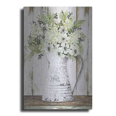 Luxe Metal Art 'Nest Galvanized Pitcher' by Cindy Jacobs, Metal Wall Art, 12"x16"