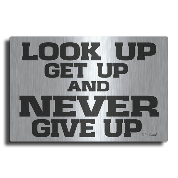 Luxe Metal Art 'Never Give Up II' by Jaxn Blvd, Metal Wall Art, 24" x 16"