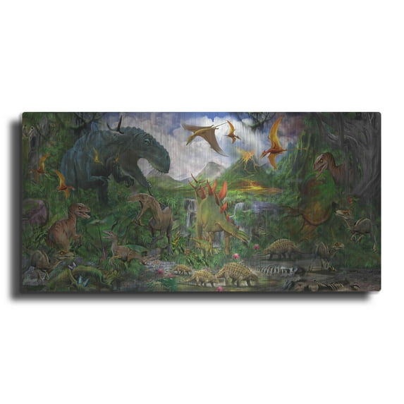 Luxe Metal Art 'New Dino Tour' by Enright, Metal Wall Art, 24"x12"
