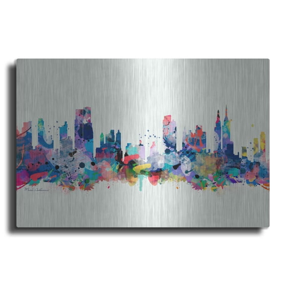 Luxe Metal Art 'New York Mark 3' by Mark Ashkenazi, Metal Wall Art, 16"x12"