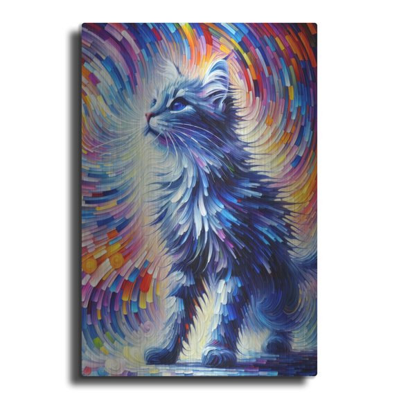 Luxe Metal Art 'Nice Kitty' by Rich Monet Metal Wall Art, 16" x 24"
