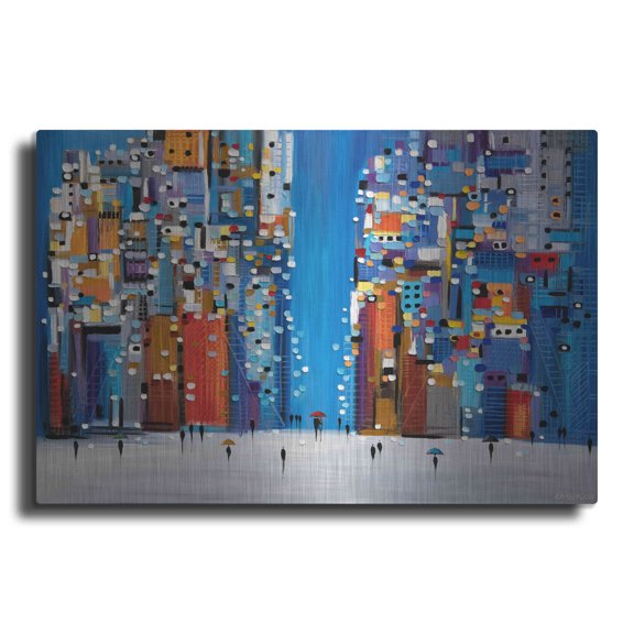 Luxe Metal Art 'Night Square' by Ekaterina Ermilkina Metal Wall Art, 36"x24"