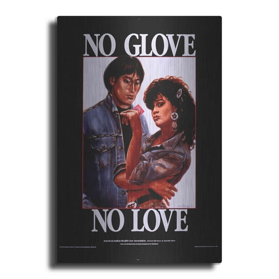 Luxe Metal Art 'No Glove No Love' by Epic Portfolio, Metal Wall Art, 12"x16"