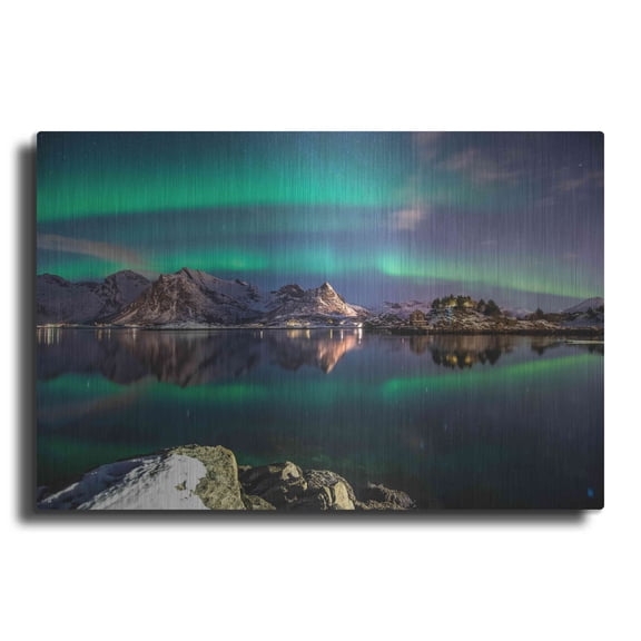 Luxe Metal Art 'Northern Light Aurora Borealis' by Luxe Portfolio, Metal Wall Art, 24"x16"