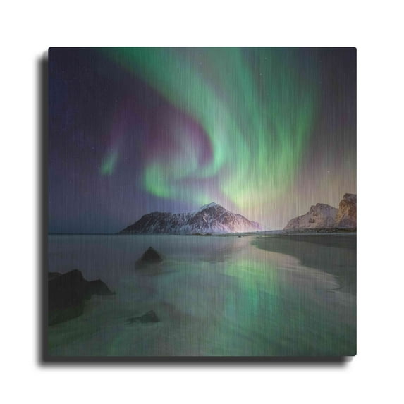Luxe Metal Art 'Northern Lights In The Lofoten Islands Norway 5' by Luxe Portfolio, Metal Wall Art, 24"x24"