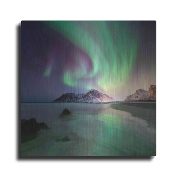 Luxe Metal Art 'Northern Lights In The Lofoten Islands Norway 5' by Luxe Portfolio, Metal Wall Art, 36"x36"