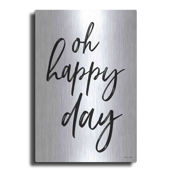 Luxe Metal Art 'Oh Happy Day' by Susan Ball, Metal Wall Art, 16"x24"