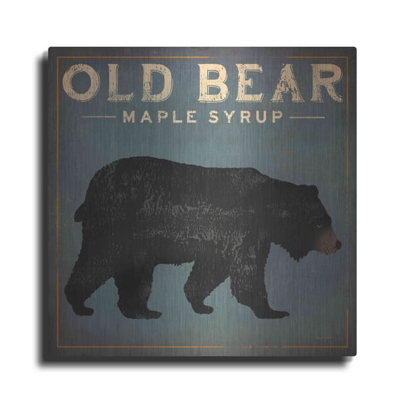 Luxe Metal Art 'Old Bear' by Ryan Fowler, Metal Wall Art, 12"x12"