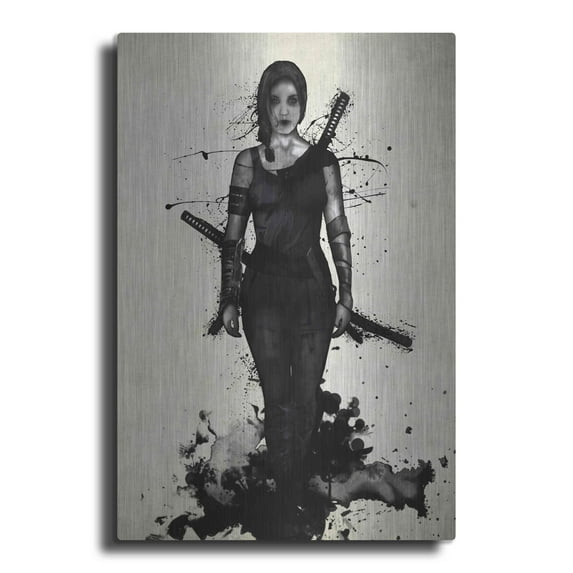 Luxe Metal Art 'Onna Bugeisha' by Nicklas Gustafsson, Metal Wall Art, 12"x16"
