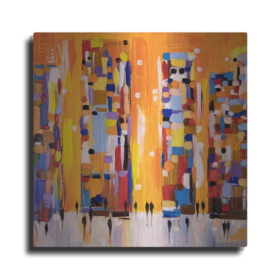 Luxe Metal Art 'Orange Sunset' by Ekaterina Ermilkina, Metal Wall Art, 24"x24"