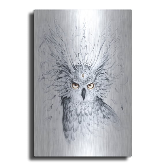 Luxe Metal Art 'Owl' by JoJoesArt, Metal Wall Art, 12"x16"