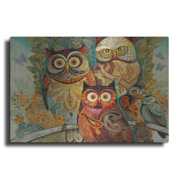 Luxe Metal Art 'Owls' by David Galchutt Metal Wall Art, 16" x 12"