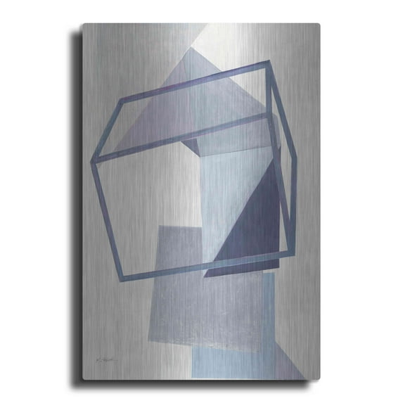 Luxe Metal Art 'Paper Trail III Crop' by Mike Schick, Metal Wall Art, 12"x16"